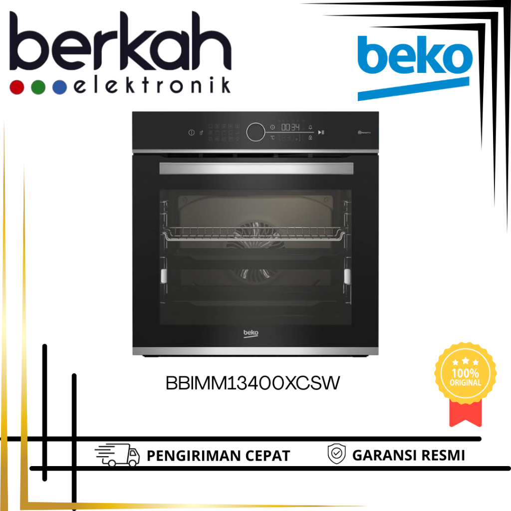 Beko Built In Oven Listrik Tanam 77L - BBIMM13400XCSW / Oven Tanam Listrik