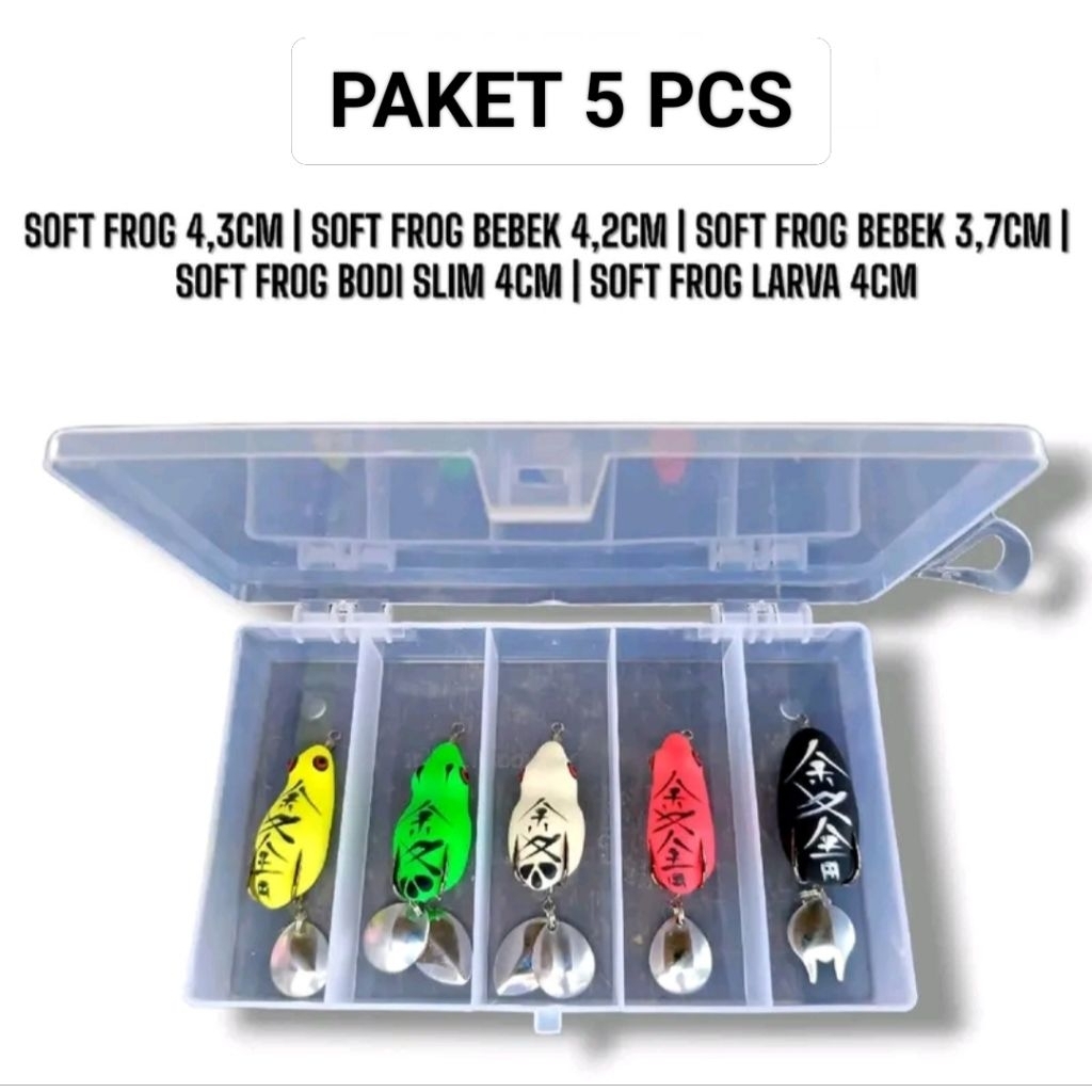 PAKET 5PCS+BOX SOFFROG ZAL LURE UMPAN CASTING GABUS DAN TOMAN