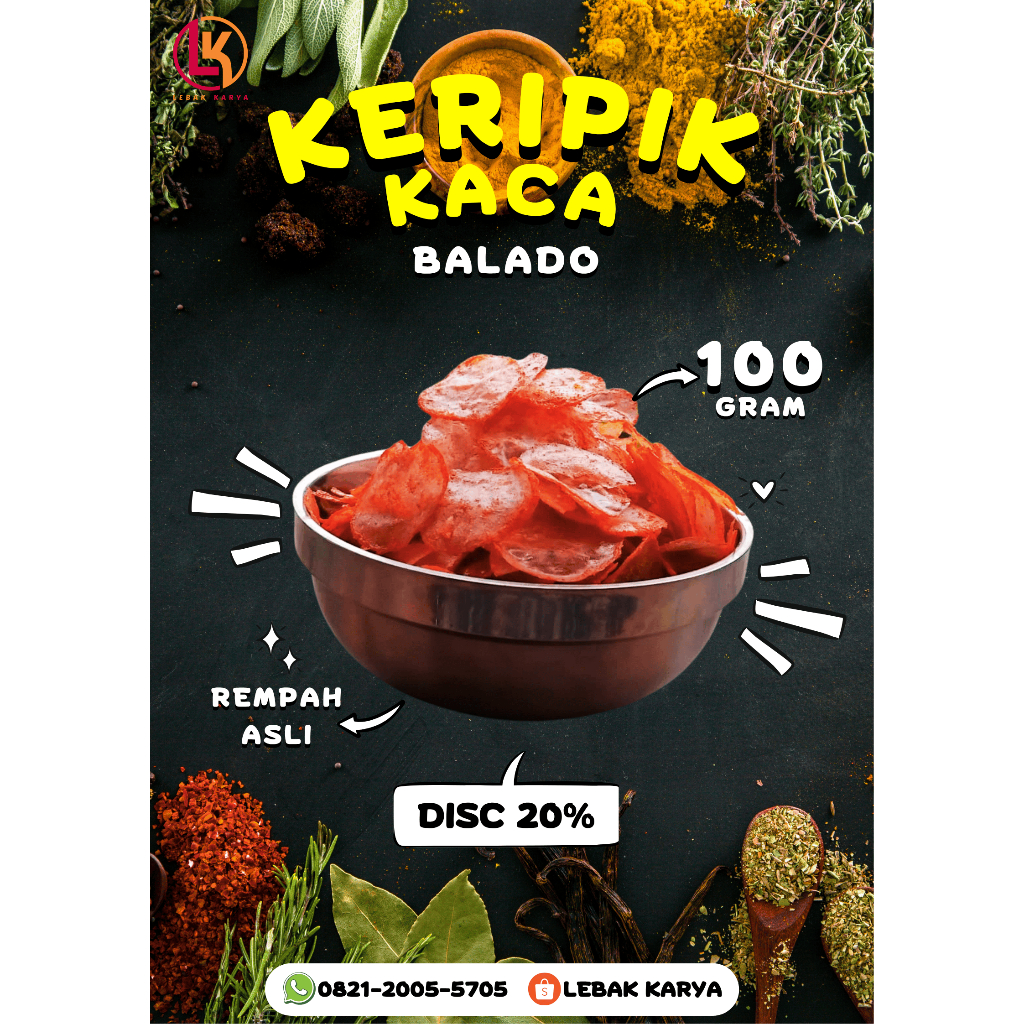 

Keripik Kaca Balado Bumbu Melimpah | Kripca 100gr