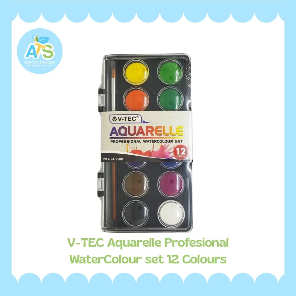 

v-tec aqualerelle profesional watercolour set 12 colour