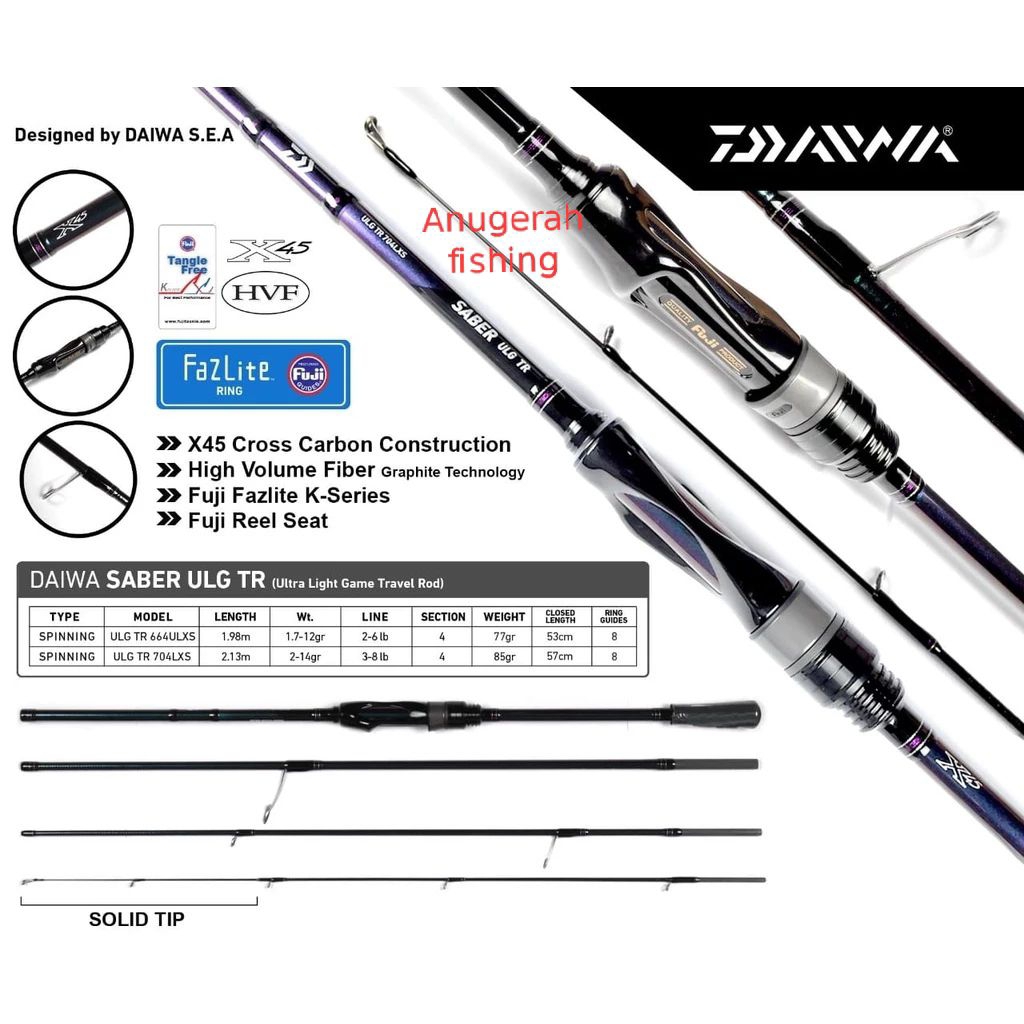 Joran DAIWA SABER ULG 632ULXS / 722LXS | SABER ULG TR 664ULXS / 704LXS | Ultra Light | Casting | Gar