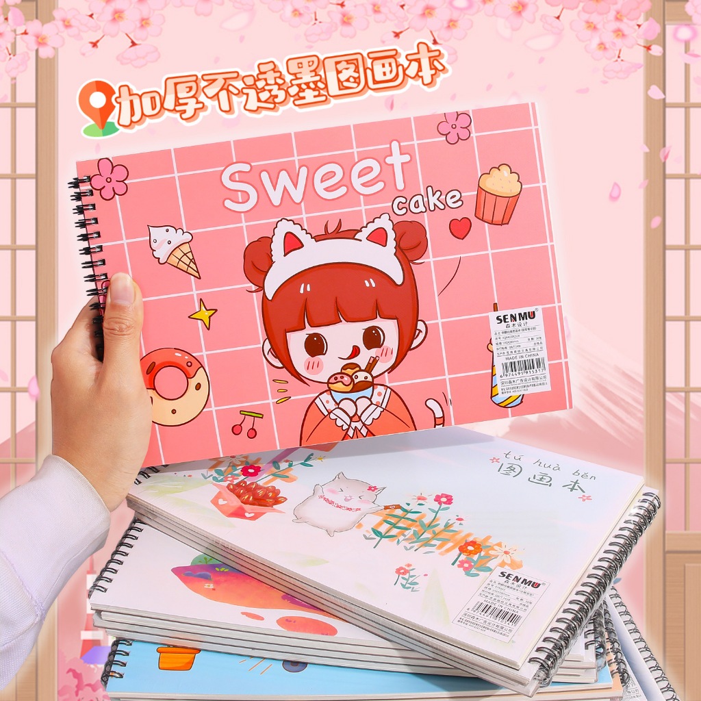 Drawing Book Anak Buku Gambar Polos A4 Ring Dilengkapi Sticker Lucu