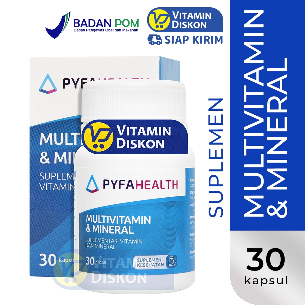 PYFAHEALTH MULTIVITAMIN & MINERAL 30 KAPSUL | Suplemen Multivitamin, Vitamin Harian, Antioksidan, Ke