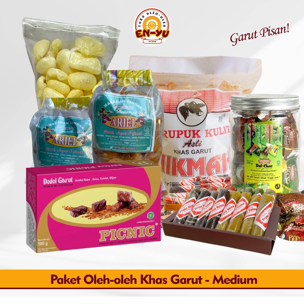 

Oleh-oleh Garut Paket Medium - Makanan Ringan Dodol Keripik Moring Kerupuk Kulit Sapi KERUPUK Kerbau