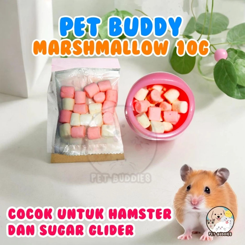 MARSHMALLOW SUGAR GLIDER HAMSTER LANDAK TUPAI TERBANG Marshmellow snack hamster dan sugar glider