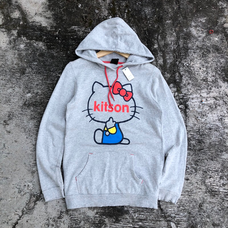 jaket jumper Hoodie kitson gambar abu abu #trz130 original brand asli ori