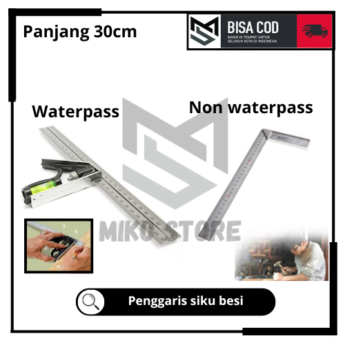 

Penggaris Siku Tukang Waterpass / Non Waterpass Penggaris 30cm Siku 90 Derajat Kombinasi Multifungsi