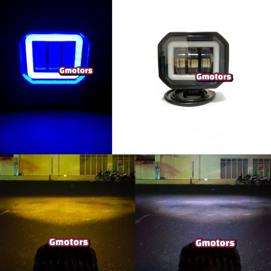Lampu Tembak Sorot Led CWL 3 Mata 2 Warna Kotak 3.5 Inch Lensa 6D Lampu Tembak Led Motor Mobil