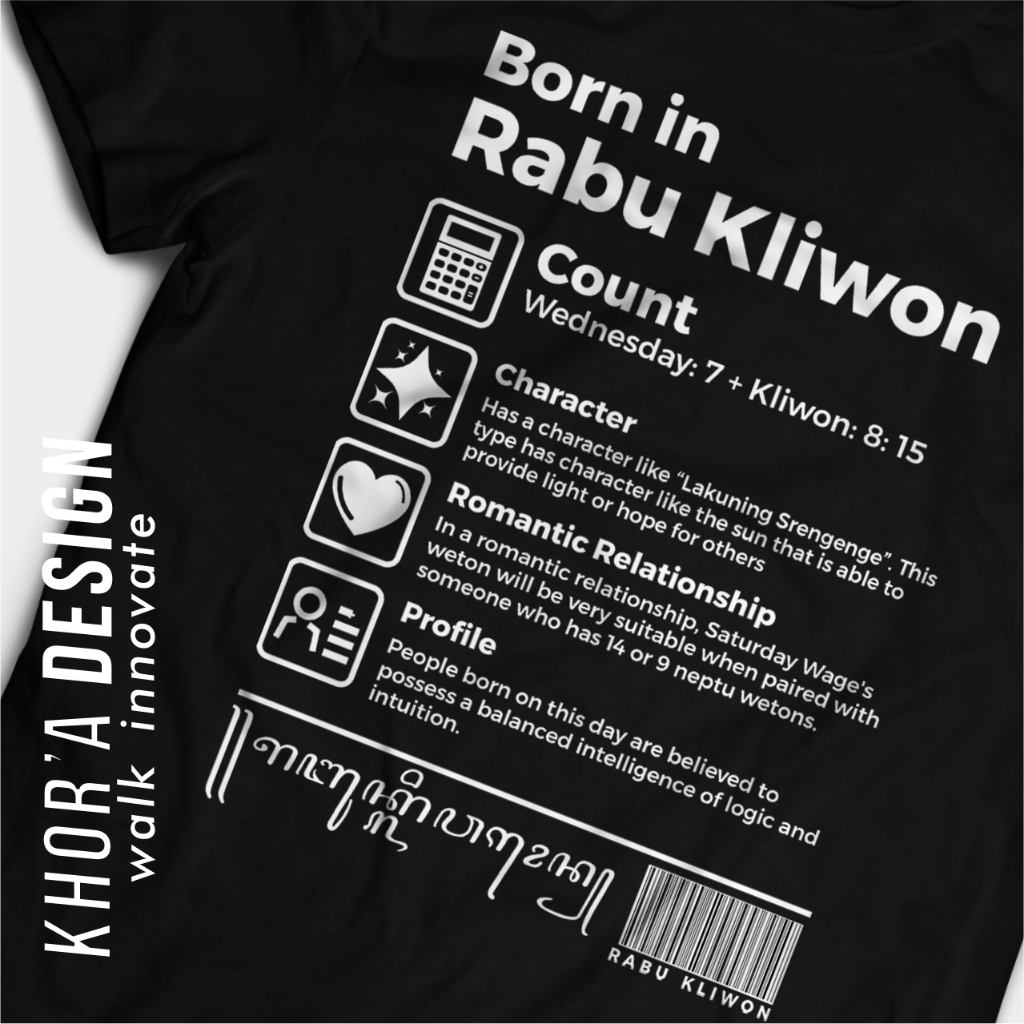 Kaos weton Rabu Kliwon culture jawa weton kualitas distro cotton combed 30s