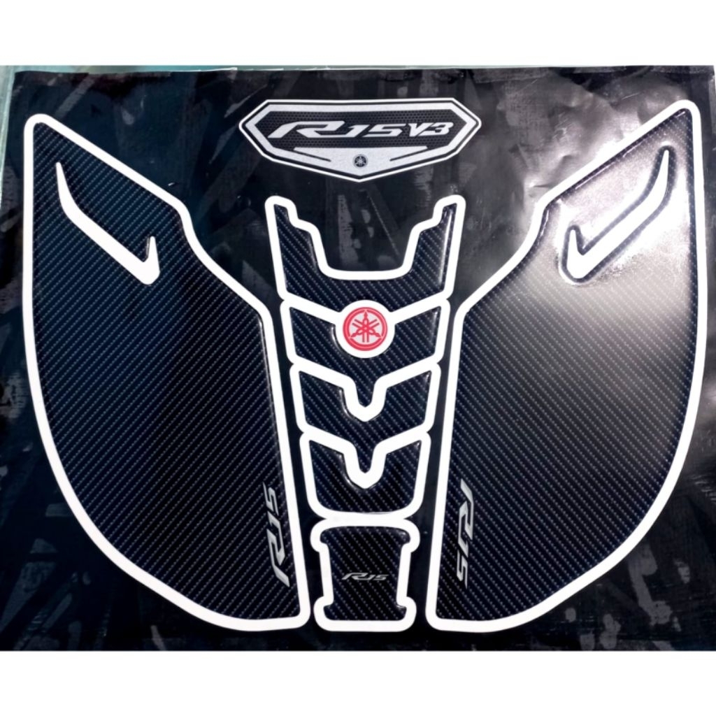 Emblem Sticker Tankpad Sidepad R15 V3/Stiker Timbul Carbon Tankpad R15 V3