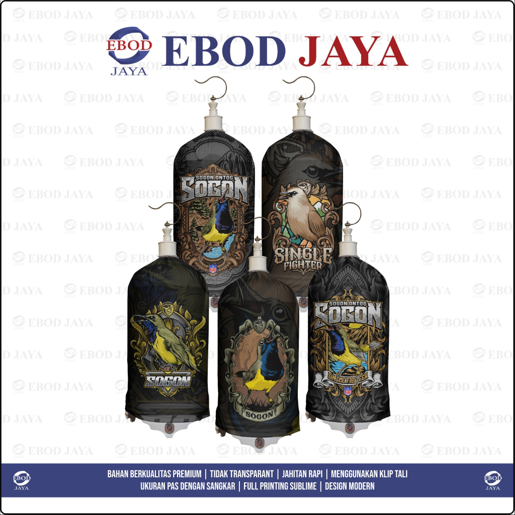 Kerodong Burung Lovebird Motif Sogon Trucukan Full Printing Bahan PE Double Resleting