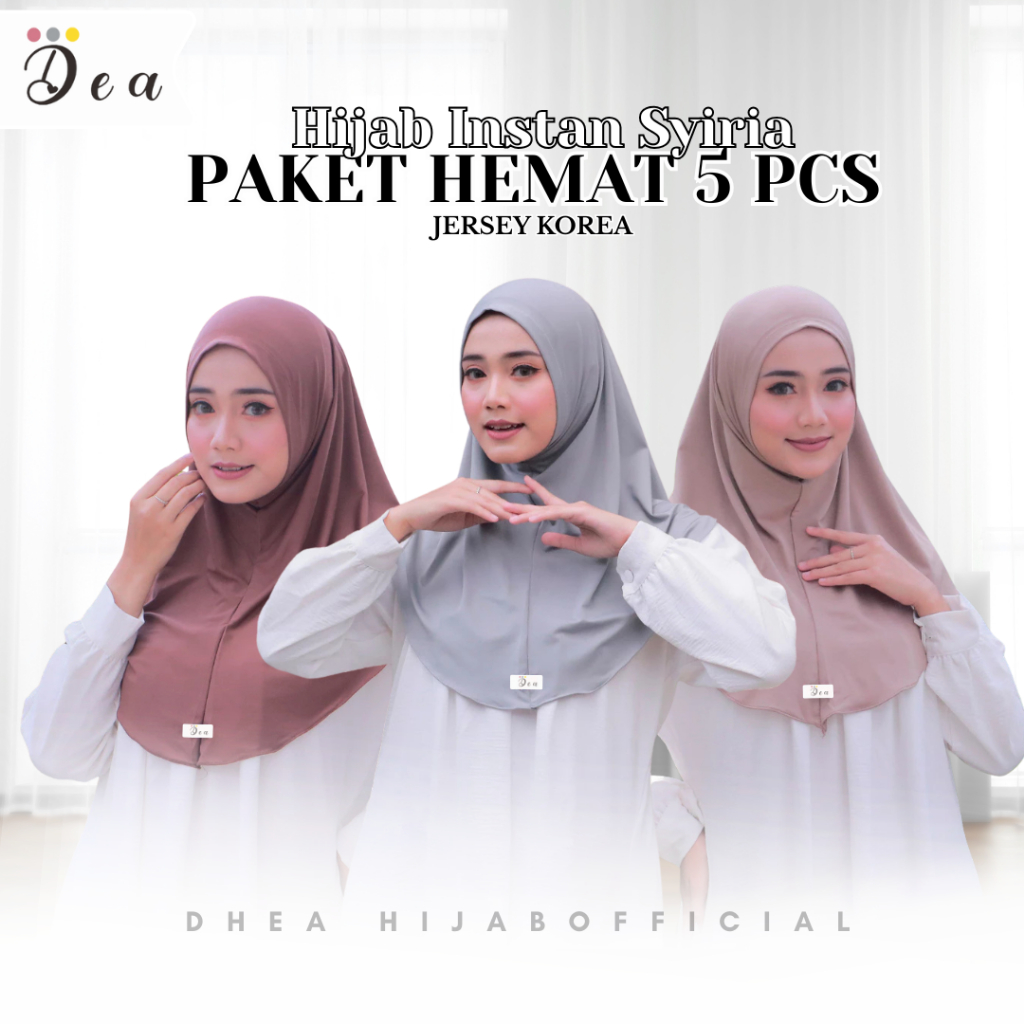 Dhea Hijab Instan Syriya Paket Hemat 5 PCS Jersey Korea