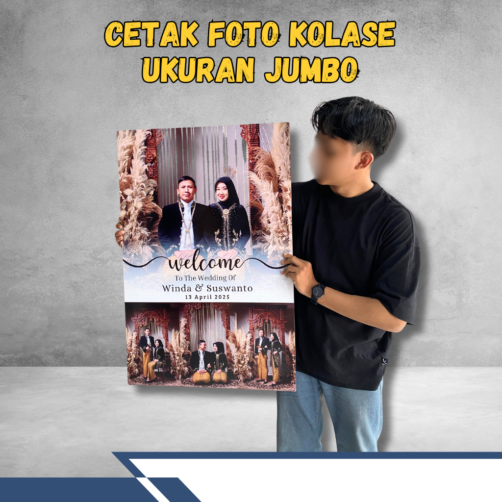 Cetak Foto Kolase Dengan Bingkai Jumbo Ukuran 24R / 20R / 16R Bingkai MDF Premium