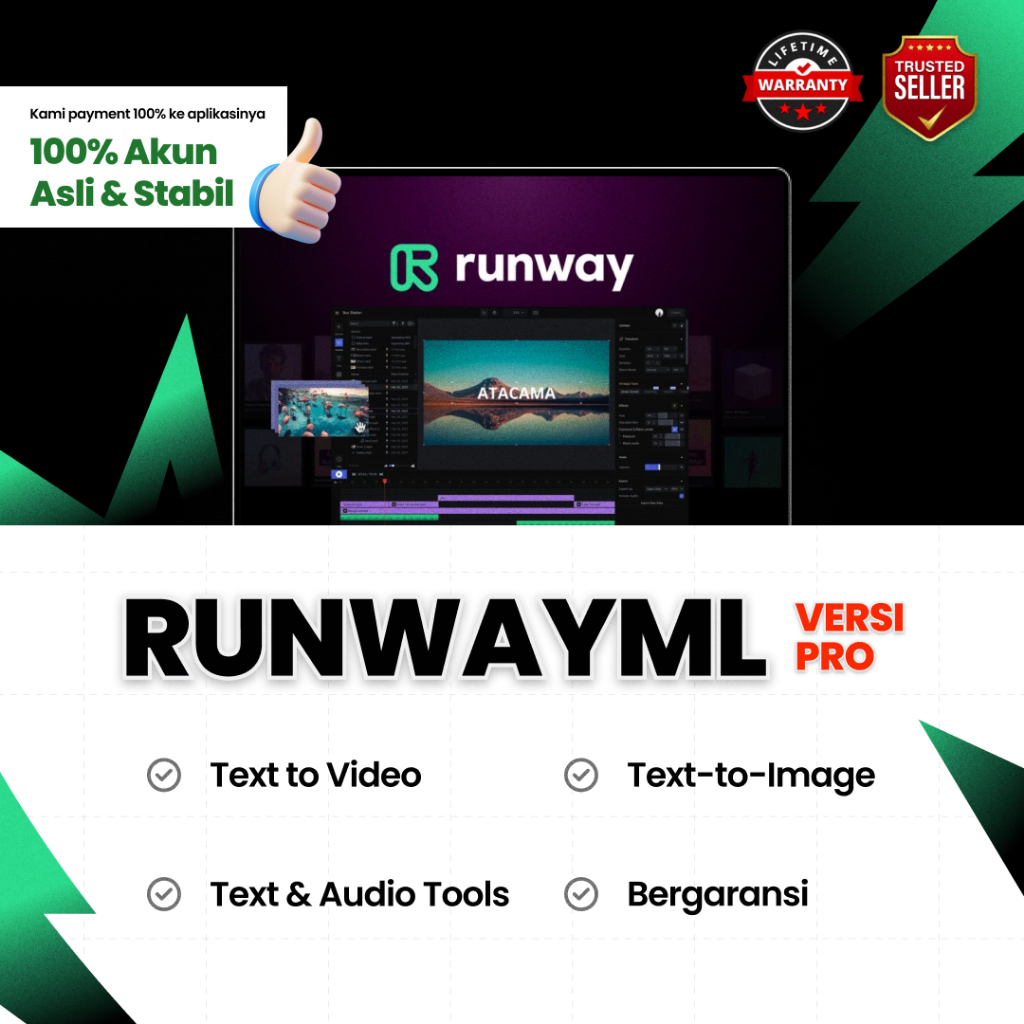 RUNWAYML - TEXT TO VIDEO | PROFESIONAL 1 BULAN 100% LEGAL