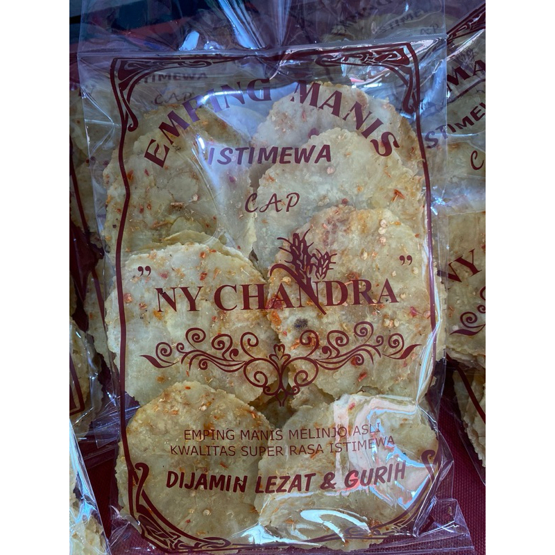 

Emping melinjo pedas Manis Ny Chandra 420gr