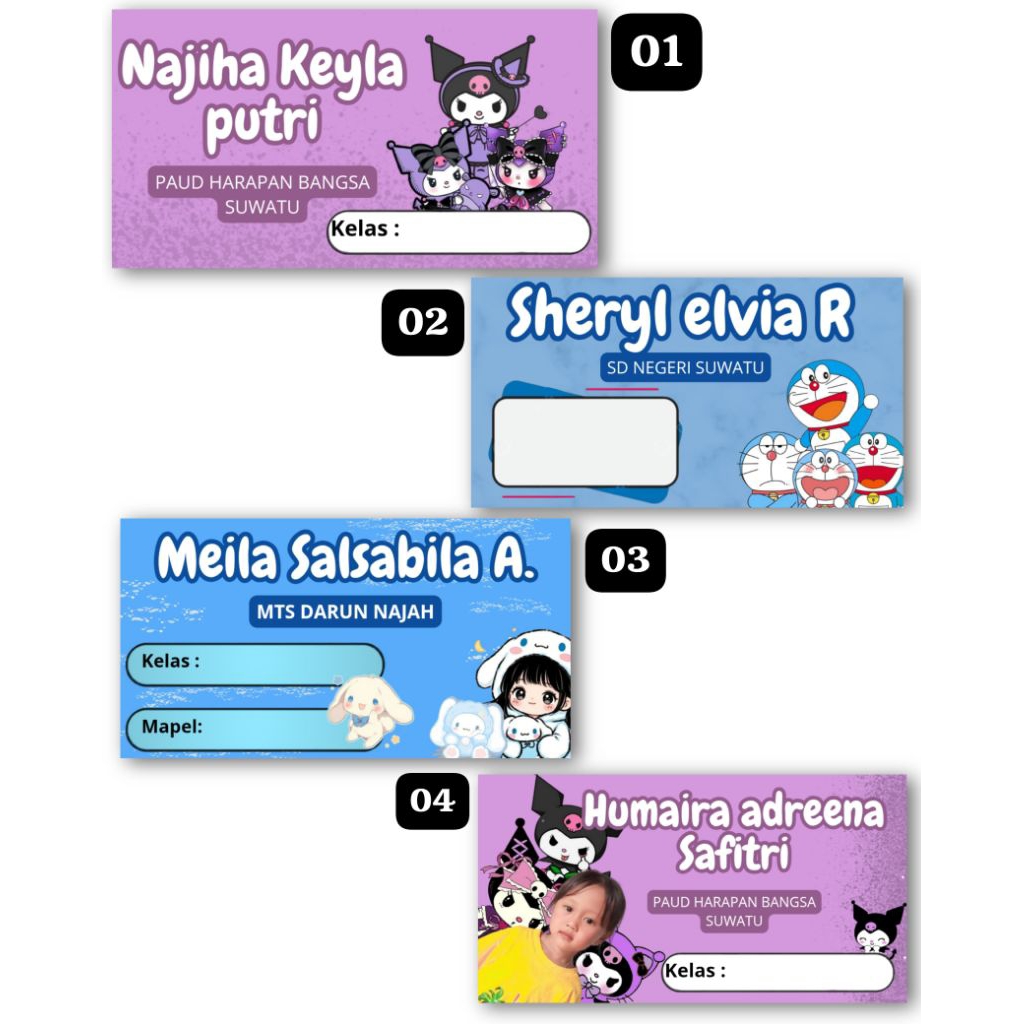 

stiker nama buat buku custom