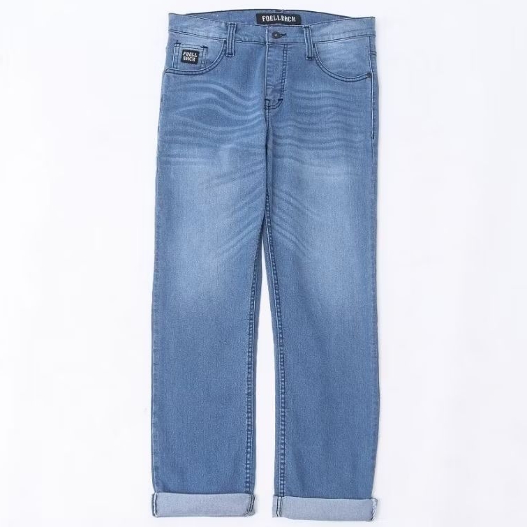 FOELLBACK PANJANG DENIM Celana Panjang Denim Selvedge Pacific Blue Straight Wishker Pria DENIM SELVE