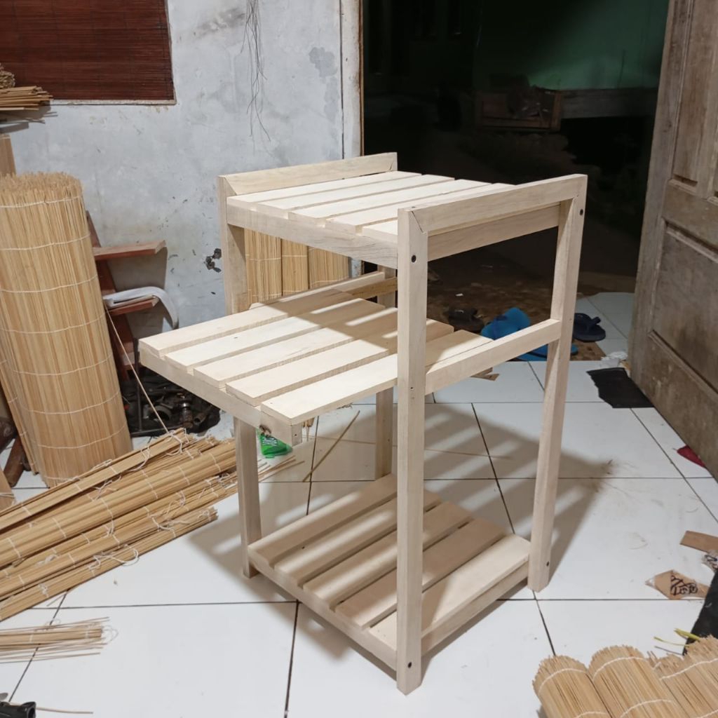 rak kayu model slide terbaru rak galon air rak dispenser