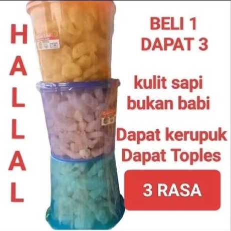 

kerupuk kulit sapi toples 5L dapat 3 varian rasa beli 1 gratis 2