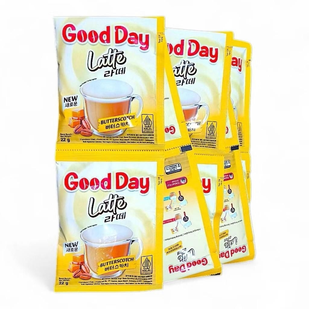 

￼Good Day Latte ORIGINAL / BUTTERSCOTCH 1 Renceng 10 Sachet - Kopi Goodday Perfect Korean Latte