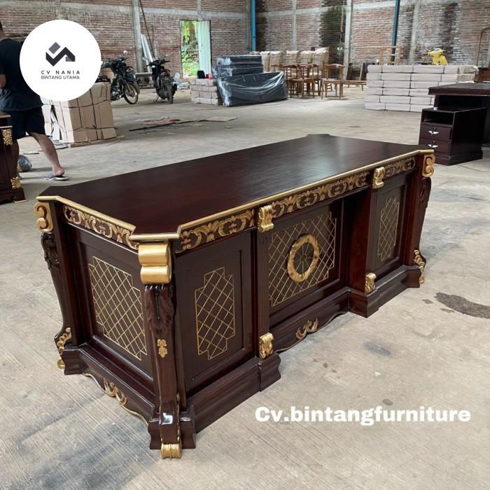 Meja direktur jati meja kerja kantor ukiran mewah