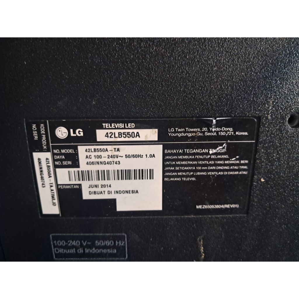 TV LG 42 inch 42LB550A-TA, mainboard, PSU, fleksibel