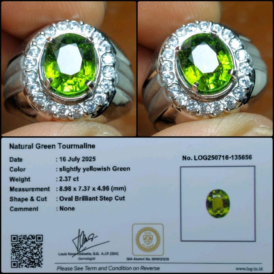 Natural Green Tourmaline Crystal Good Luster And Color Gems Batu Permata Hijau Cutting Asli