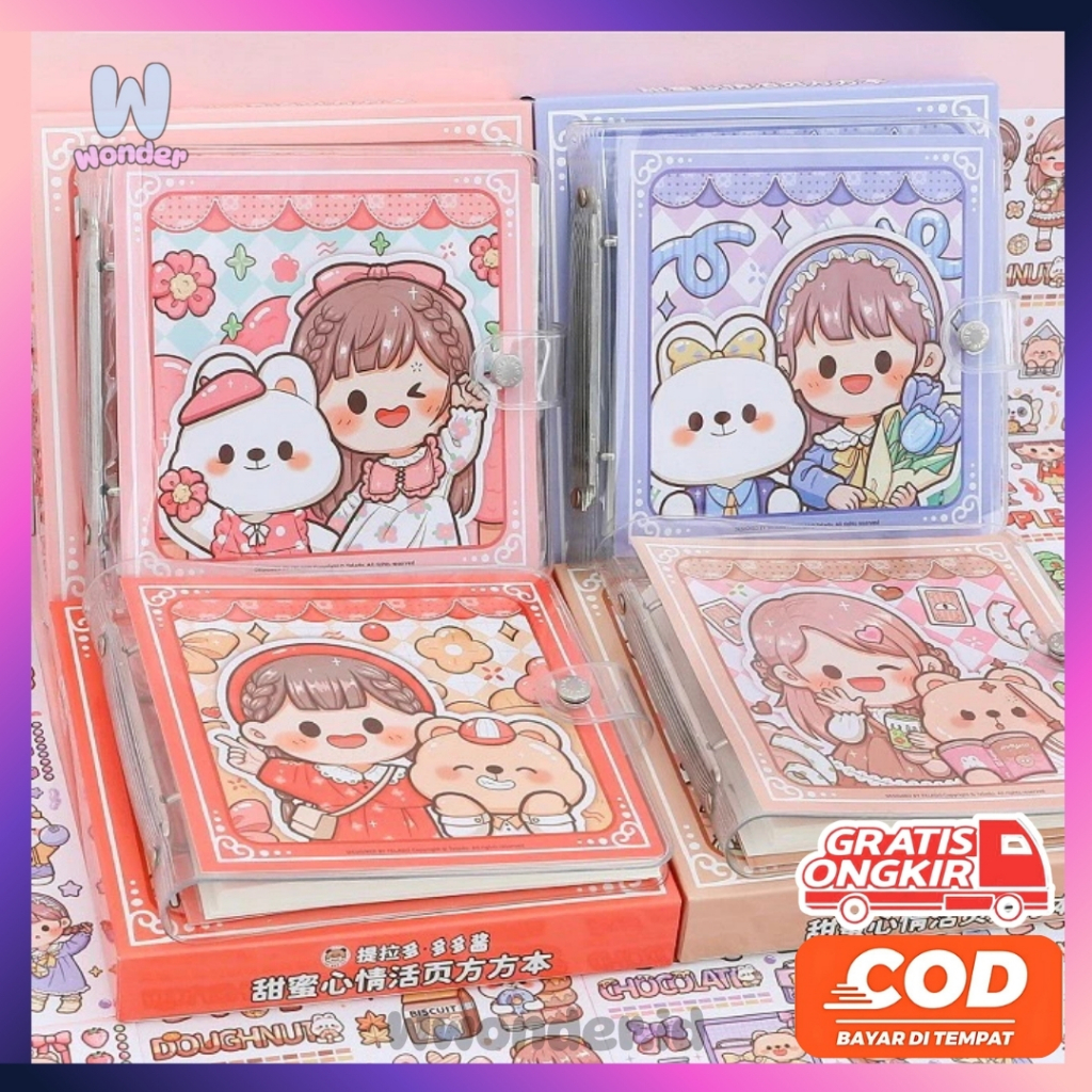 

WW Buku Binder Diary Aesthetic Notebook isi 80 Lembar Free 4 Stiker TLD75