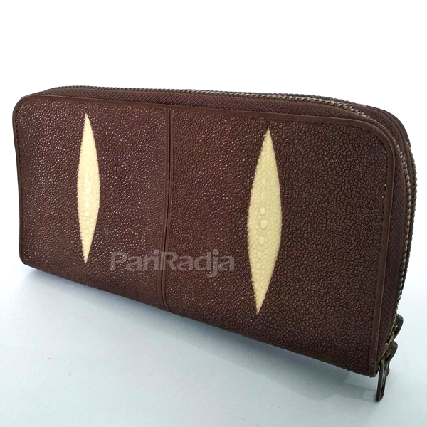 Pariradja Dompet Wanita Kulit Pari Asli Model Dua Resleting | Dompet Kulit Ikan Pari Asli
