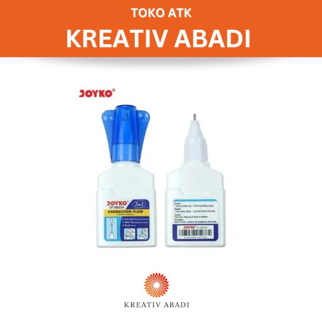 

Correction Fluid Cairan Koreksi Penghapus Cair Joyko CF-SB234 2 in 1