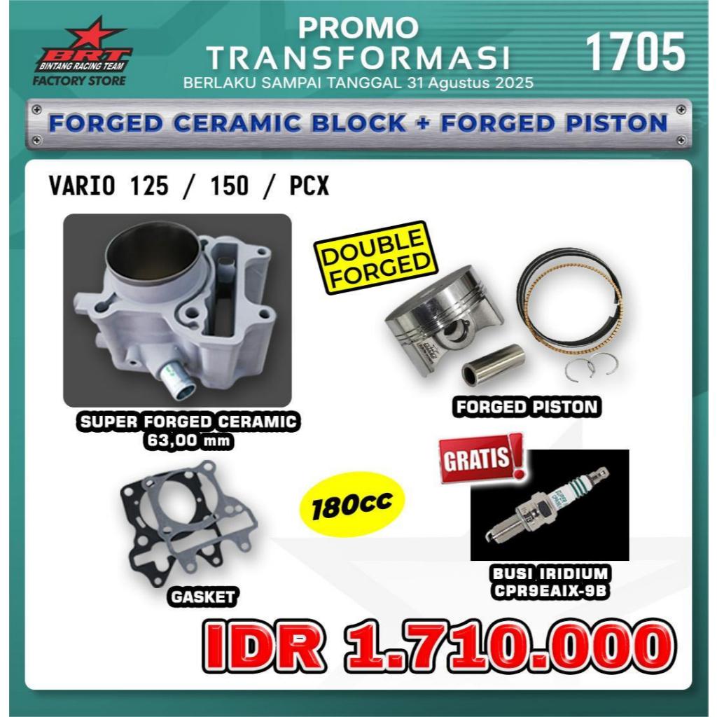FORGED CERAMIC BLOCK 63.00MM + FORGED PISTON 180CC - VARIO 125 - VARIO 150 - PCX