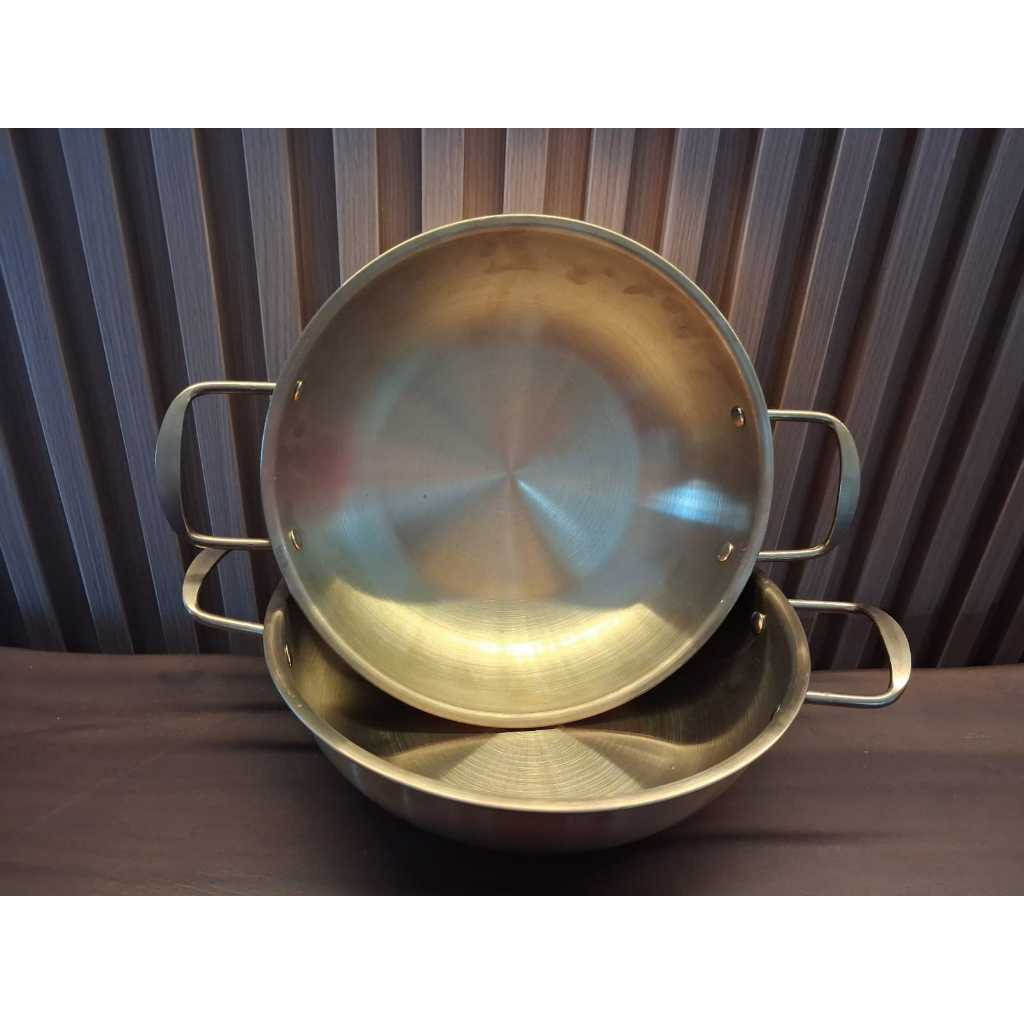 Wajan Kuningan Tradisional Wajan Penggorengan Besar Gagang Besi Wajan Serbaguna Dapur Rumahan & Usah