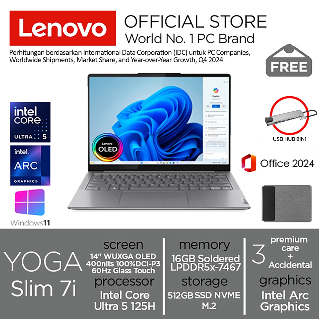 Lenovo Yoga Slim 7i Intel Ultra 5 125H 512GB SSD 16GB OLED Touch Win11