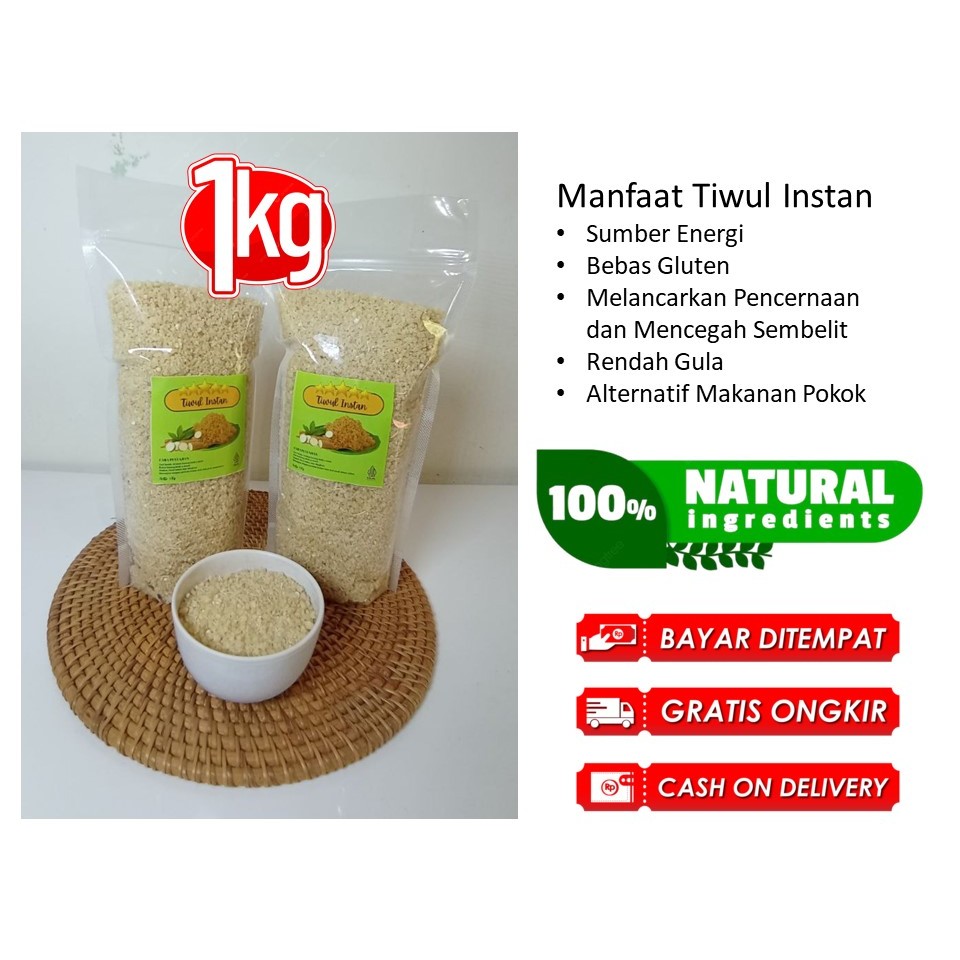 

Thiwul Instan Beras Singkong 1kg Grade A, Tiwul Oyek Singkong Super Kebumen