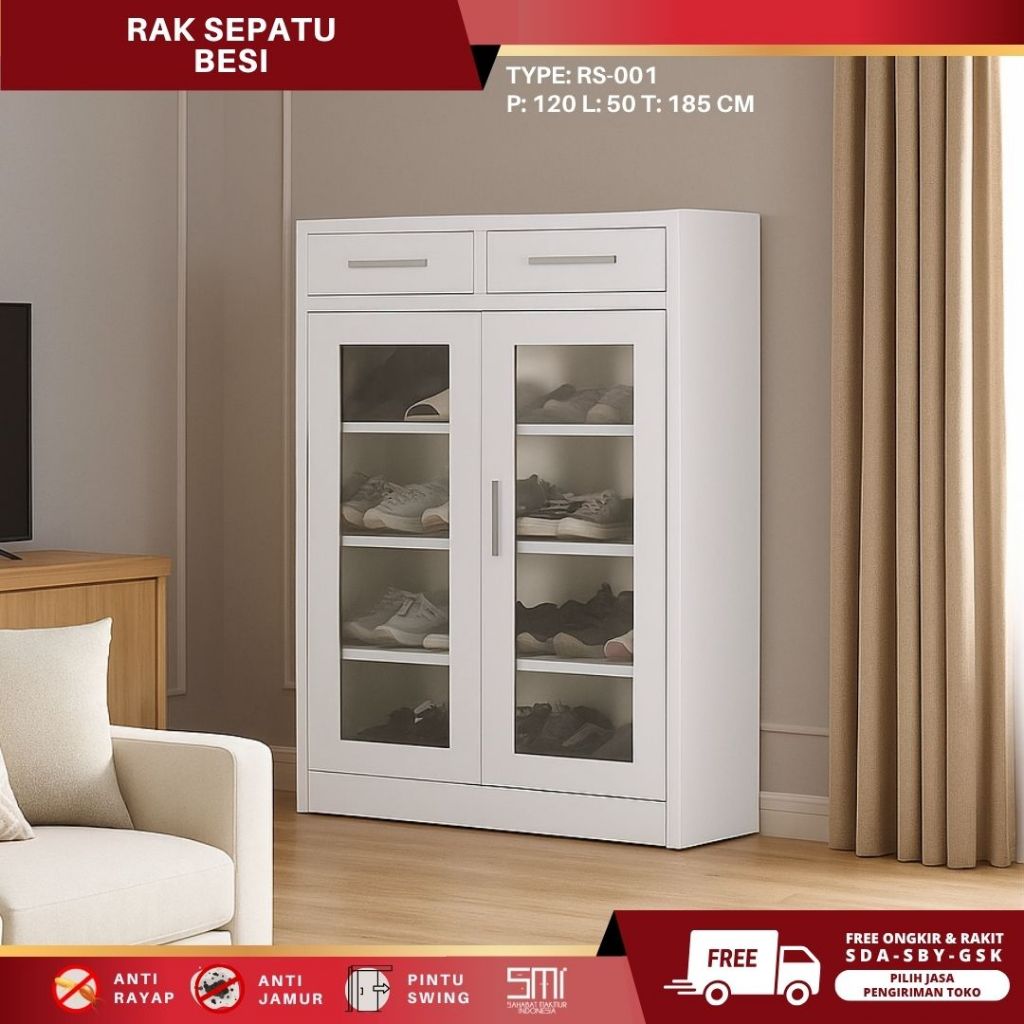 Rak Sepatu Plat Besi RS-001 / Rak Serbaguna Besi / Rak Sandal Minimalis / Rak Full Plat Besi