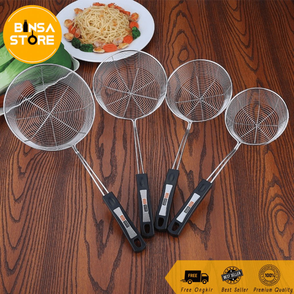 Saringan Mie Ayam Stainless Steel Tebal Awet Alat Penyaringan Gorengan Mie Bakso Tirisan Mie - 013