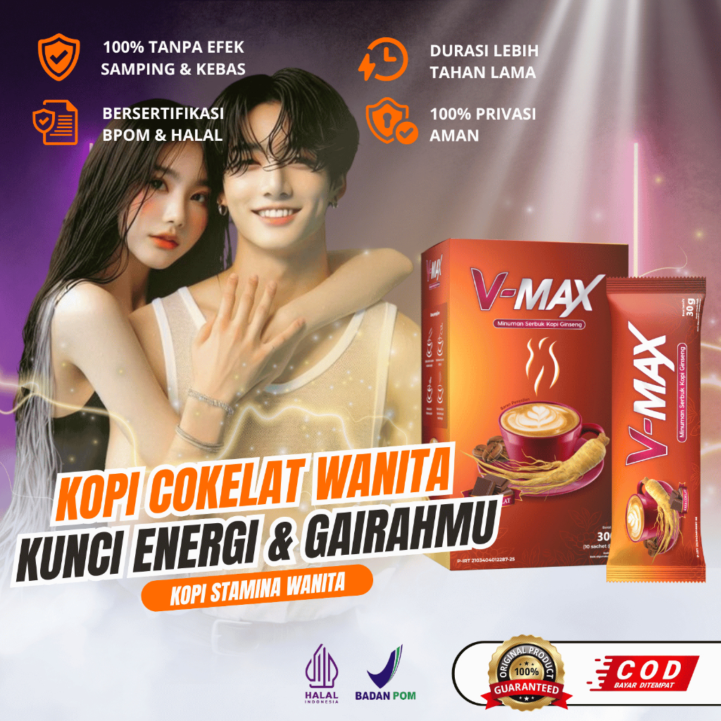 

V-MAX Original Minuman Instan Rasa Cokelat Penambah Gairah Wanita 1 Box 10 Sachet Bpom Halal