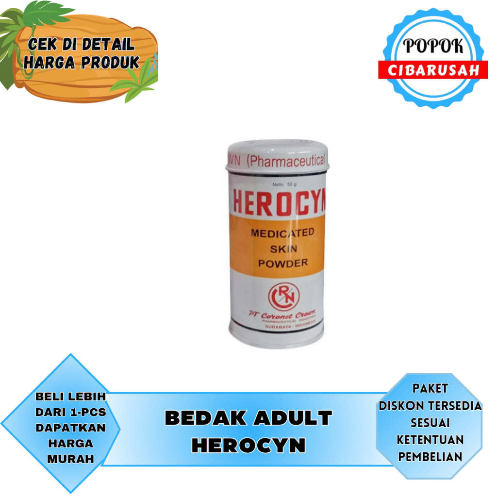 Bedak Herocyn Dewasa 50GR/Bedak Herocyn Dewasa 85GR/Herocyn Dewasa 150GR/popokcibarusah