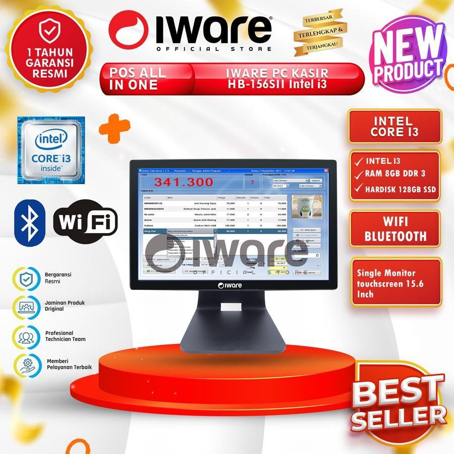 Iware Mesin Kasir PC Pos All In One HB-156II Core i3 8/128GB 15" Wifi Touchscreen