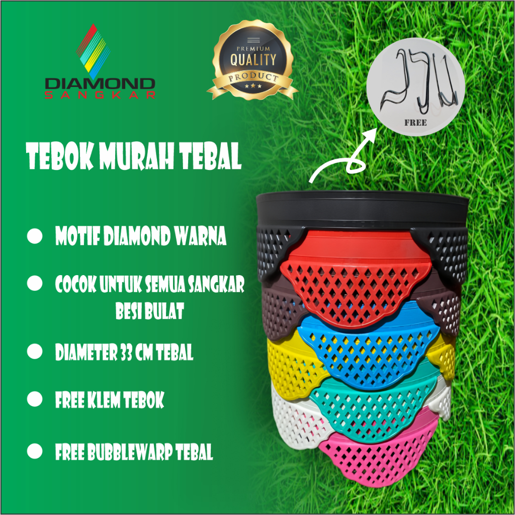Tebok murah tebal tebok motif Diamond tebok warna Lovebird Plastik Cocok Kandang Kapsul Diameter 32 