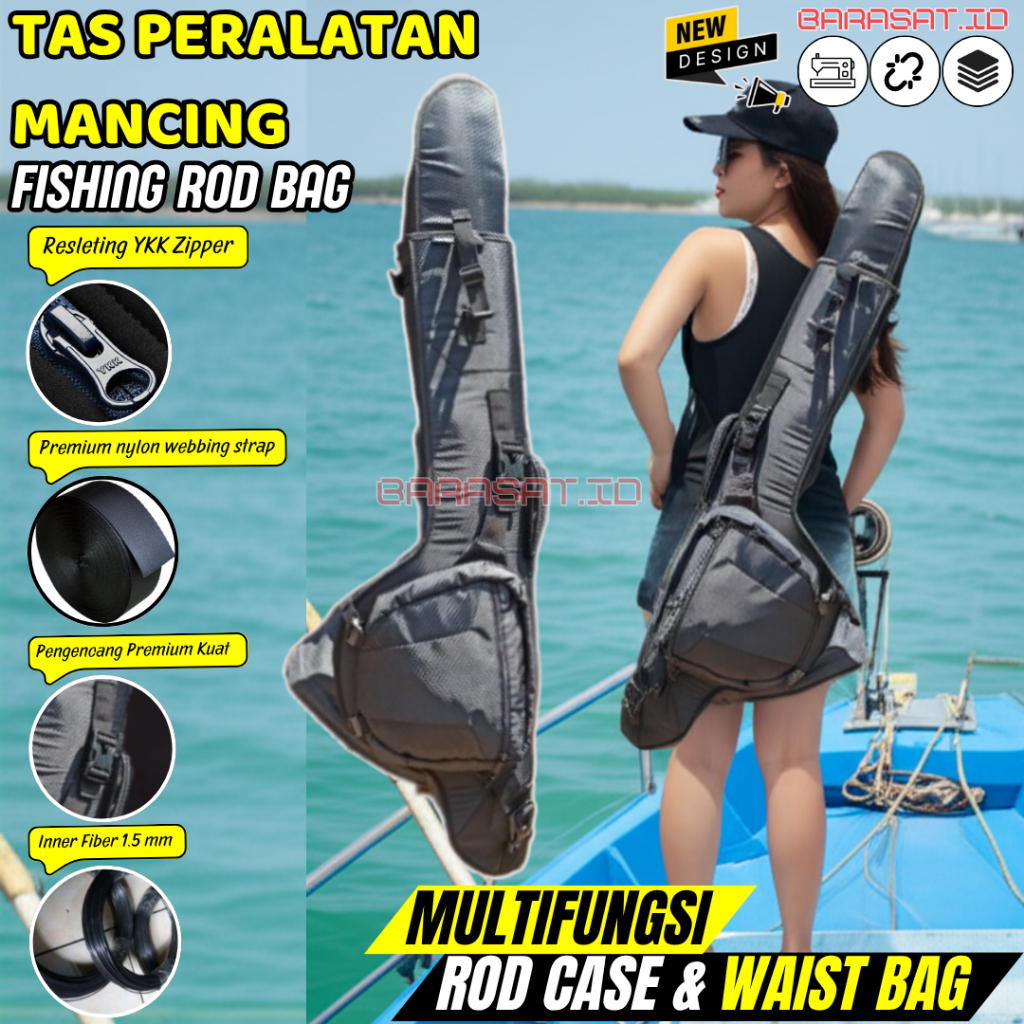 Rod Bag Kantong Joran Perlengkapan Mancing Tas Pancing Tegek Jinjing Slempang Bahan Tebal Kuat Multi