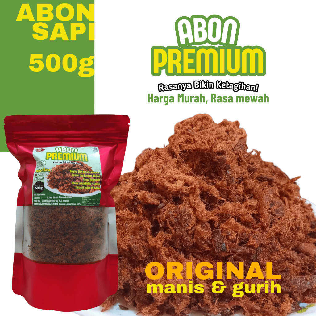 

Abon Sapi PREMIUM Asli Lezat dan Siap Saji 500g ORIGINAL (Manis dan Gurih)
