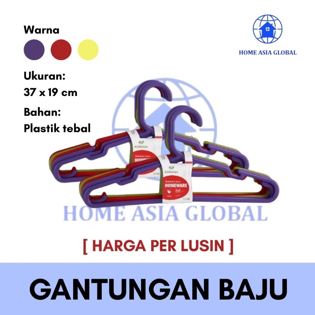 1 Lusin (12 Pcs) Gantungan Baju plastik / Hanger Baju / Hanger Plastik / Bahan Tebal / HANGER BAJU -