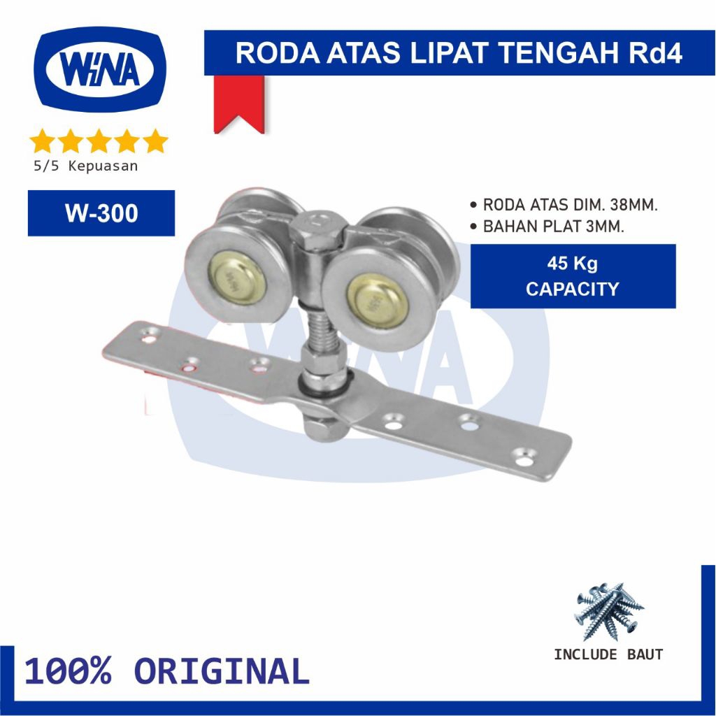 Roda Atas Lipat Tengah RD4 Wina W300 Roda Pintu Lipat Tengah dan Roda Sliding - 100% Original
