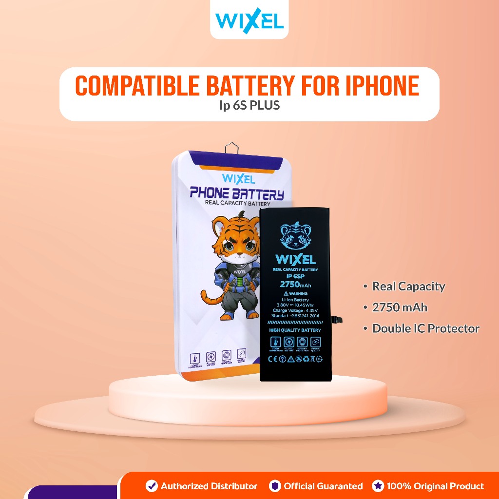 WIXEL ORIGINAL Baterai Iphone 6S PLUS 6S+ Batre Batrai Battery Dual Double Power Real Capacity HP Ha