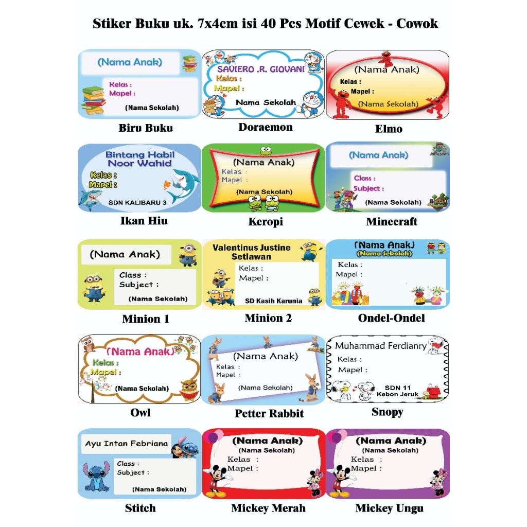 

Stiker buku Motif Cewek - Cowok uk.7x4/Label Buku/Stiker Nama Buku/Label Nama Buku/Stiker Mapel untuk Anak Sekolah