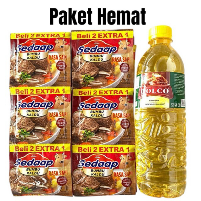 

PAKET MURAH 36 sachet/ 2 renceng Sedaap Bumbu Kaldu + Minyak Goreng 600ml