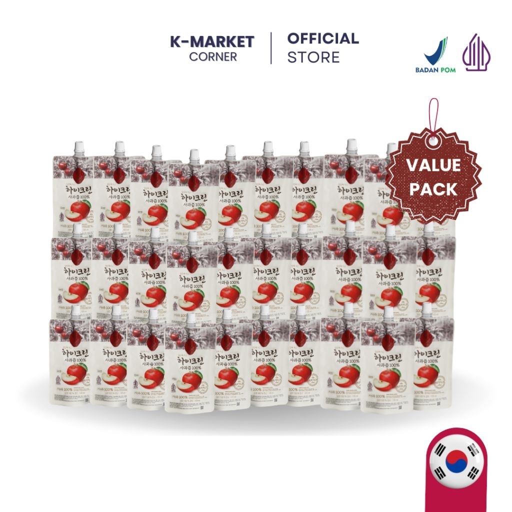 HICLEAN Apple Korea Juice 100% isi 30 Pouch - Jus Apel Asli Pouch Jus Apel Kemasan Murni 100% Apel K