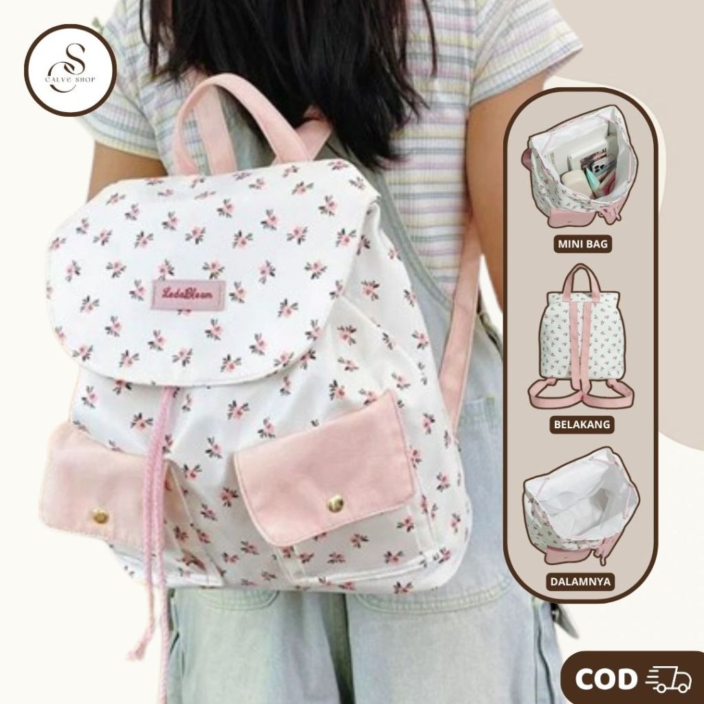 COD Tas Ransel Wanita Tas Cewek Mini Kuliah Nylon Backpack Korea Style Tas Jalan Jalan