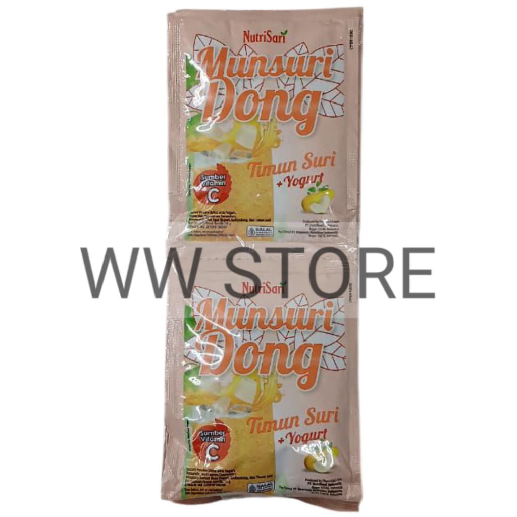 

Minuman serbuk bubuk rasa yoghurt kedondong dan timun suri halal MUI NutriSari Nutri Sari Munsuri Dong Instant Powder Drink with Yogurt Ambarelle and Lemon Cucumber 10x14g